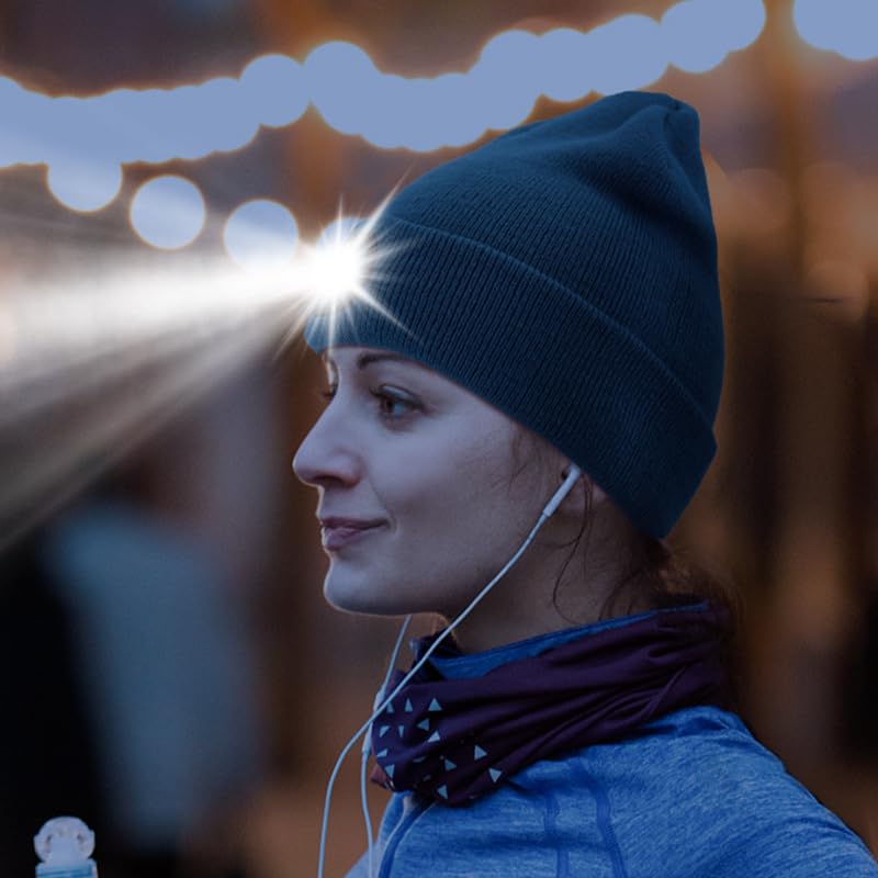 Amazon | LEDライト付きビーニー、ハンズフリー4 LEDヘッドランプ